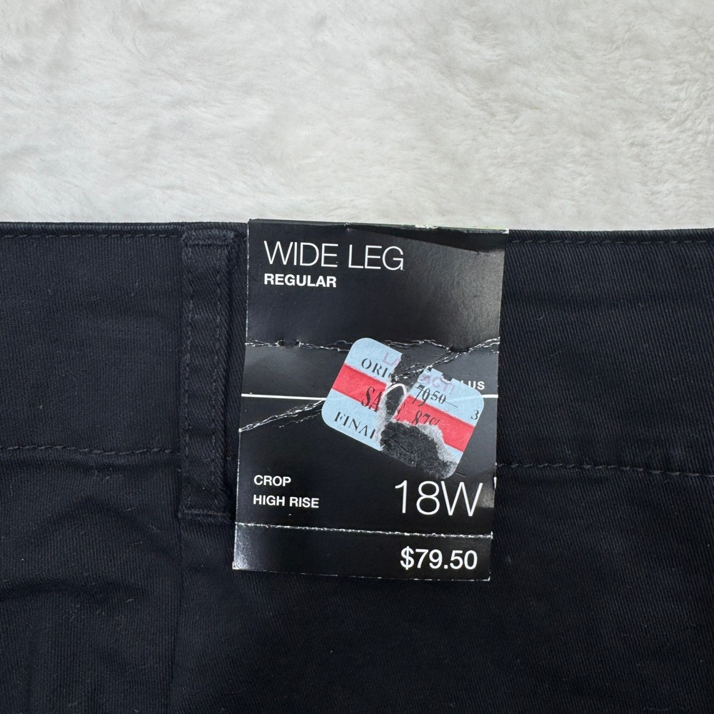 NWT INC International Concepts Pants Womens 18W Black Brit I‎ Wide Crop Button - Picture 10 of 13
